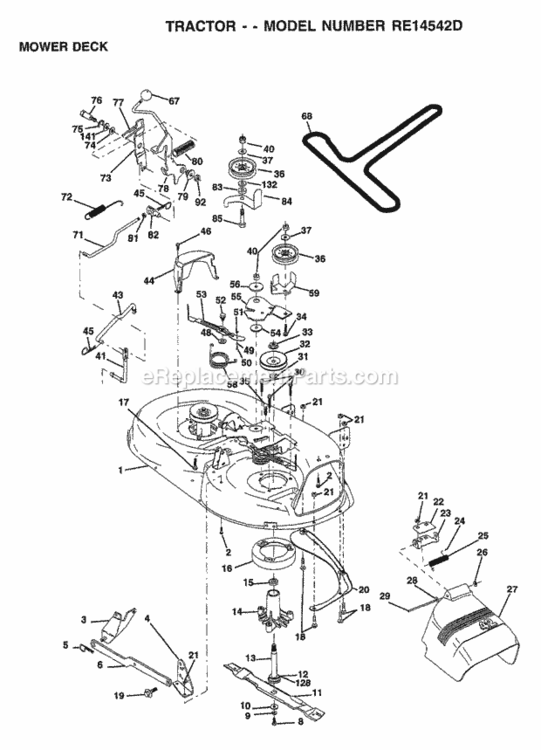 Page Z Diagram and Parts List for WP145H42G 1999 Husqvarna Lawn Tractor