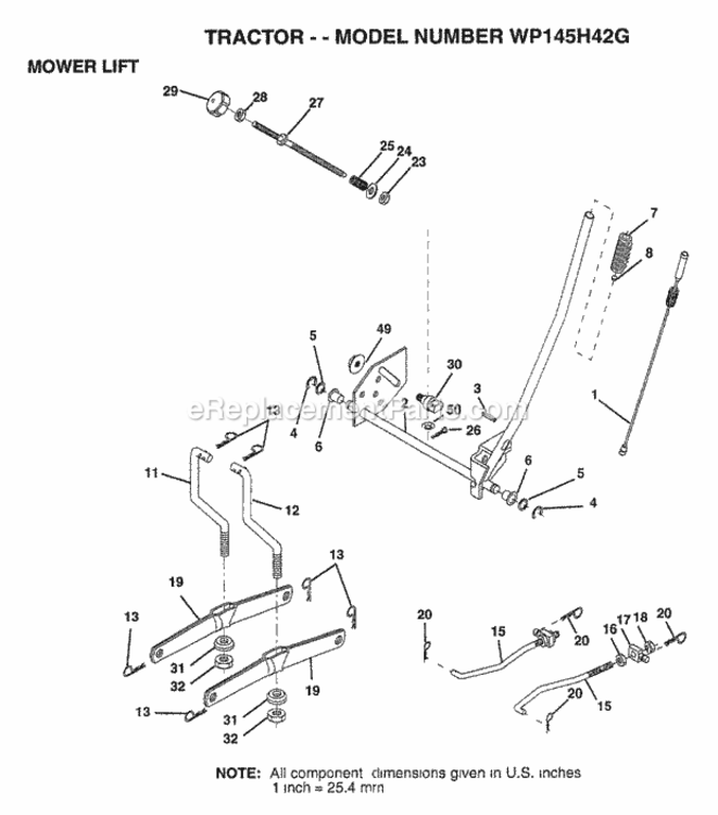 Page AD Diagram and Parts List for WP145H42G 1999 Husqvarna Lawn Tractor