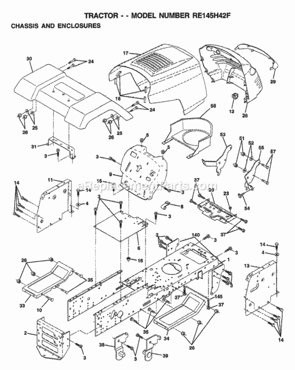 Page D Diagram and Parts List for WP145H42G 1999 Husqvarna Lawn Tractor