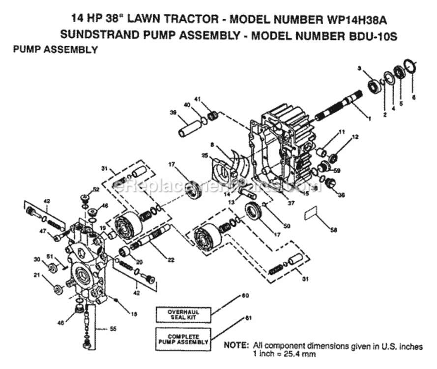 Page G Diagram and Parts List for WP14H38A 1992 Husqvarna Lawn Tractor