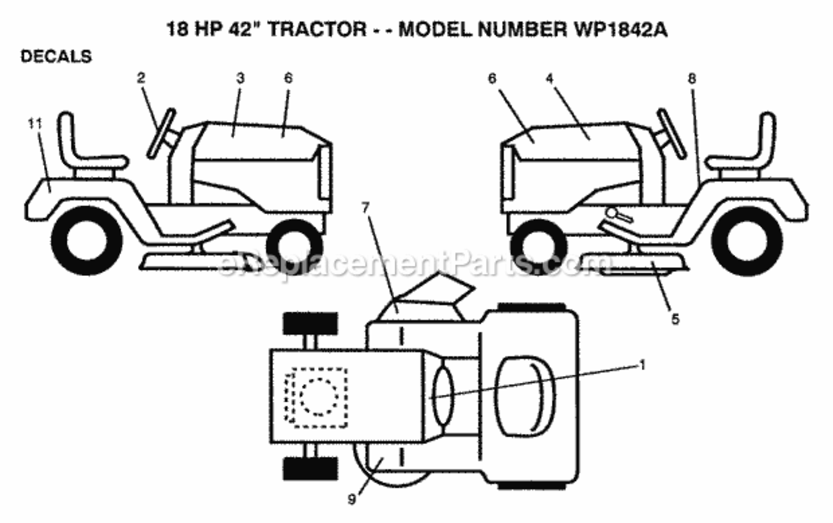 Page B Diagram and Parts List for WP1842A 1992 Husqvarna Lawn Tractor