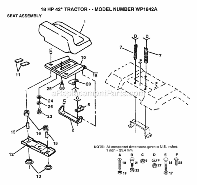 Page G Diagram and Parts List for WP1842A 1992 Husqvarna Lawn Tractor
