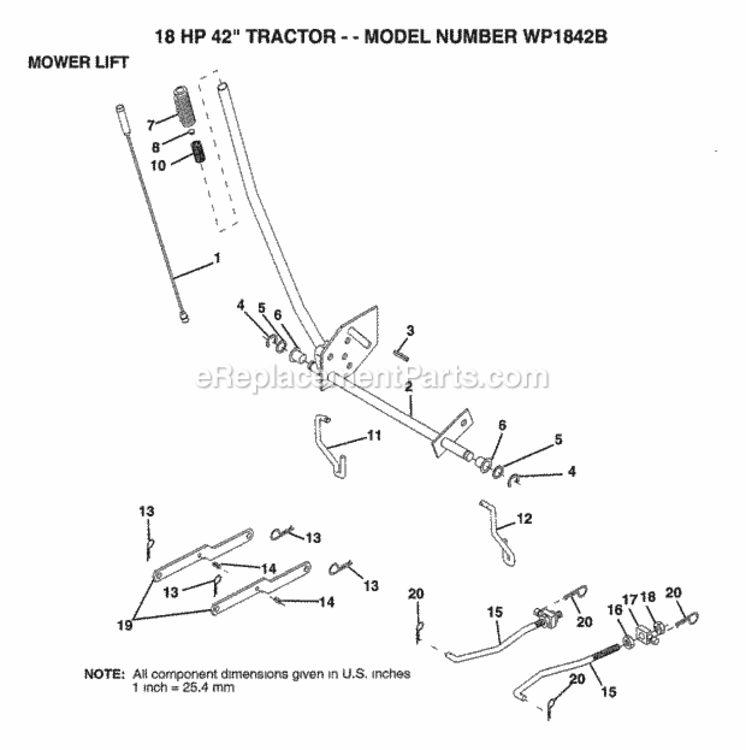 Page H Diagram and Parts List for WP1842B 1993 Husqvarna Lawn Tractor