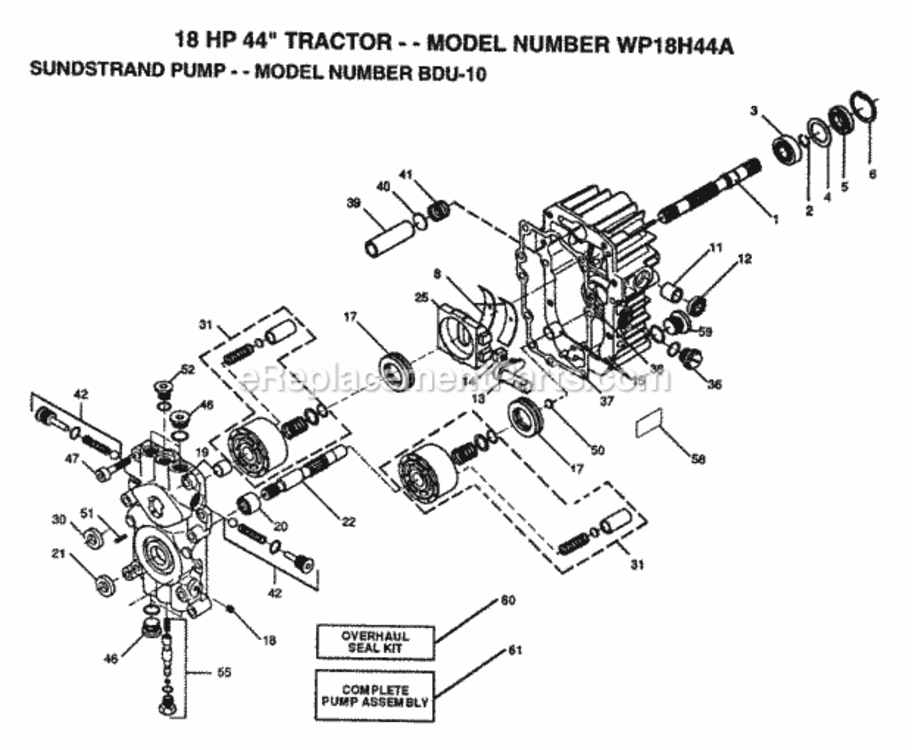 Page J Diagram and Parts List for WP18H44A 1992 Husqvarna Lawn Tractor