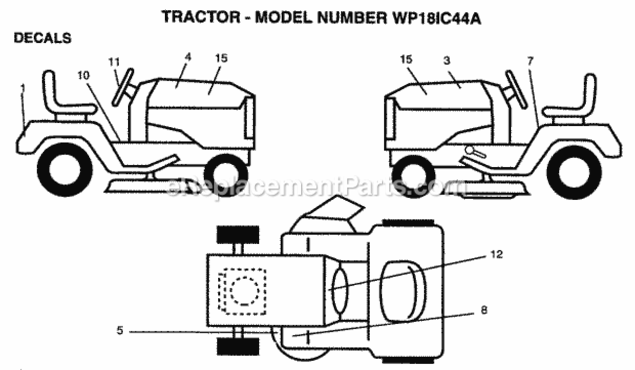 Page B Diagram and Parts List for WP18IC44A 1995 Husqvarna Lawn Tractor