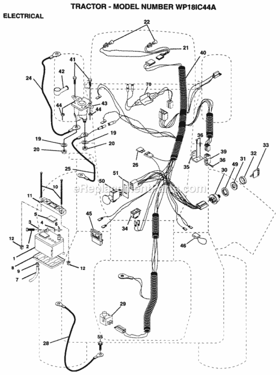 Page D Diagram and Parts List for WP18IC44A 1995 Husqvarna Lawn Tractor