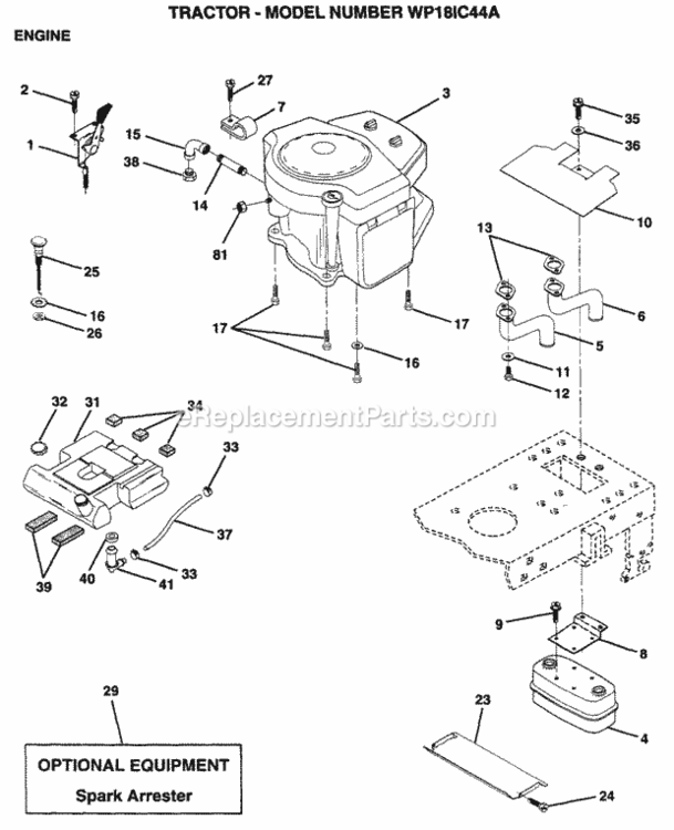 Page E Diagram and Parts List for WP18IC44A 1995 Husqvarna Lawn Tractor