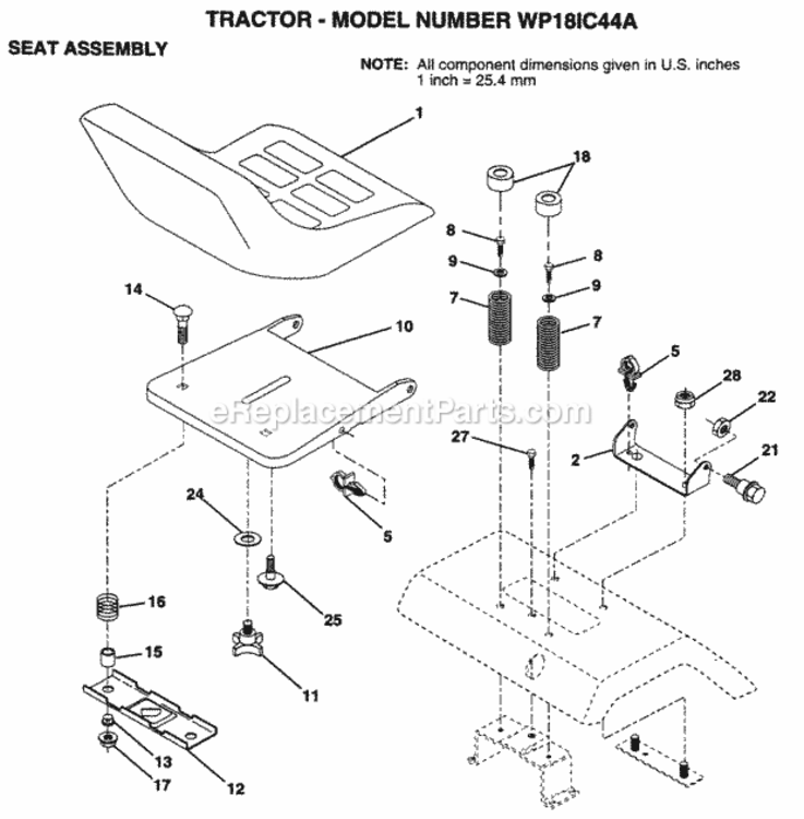 Page F Diagram and Parts List for WP18IC44A 1995 Husqvarna Lawn Tractor