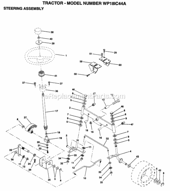 Page G Diagram and Parts List for WP18IC44A 1995 Husqvarna Lawn Tractor