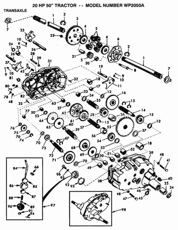 Page H Diagram and Parts List for WP2050A 1992 Husqvarna Lawn Tractor