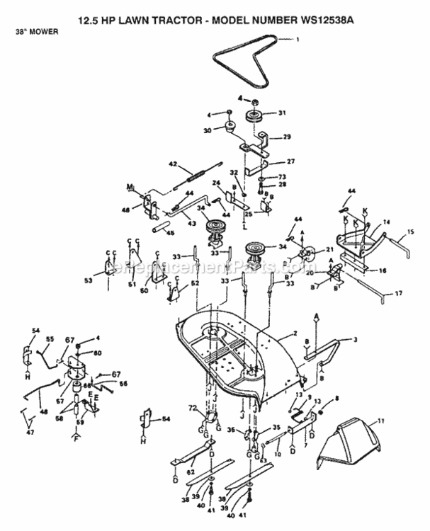 Page I Diagram and Parts List for WS12538A 1991 Husqvarna Lawn Tractor