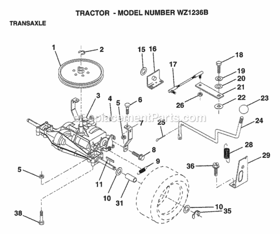 Page P Diagram and Parts List for WZ1236B 1999 And Before Husqvarna Lawn Tractor