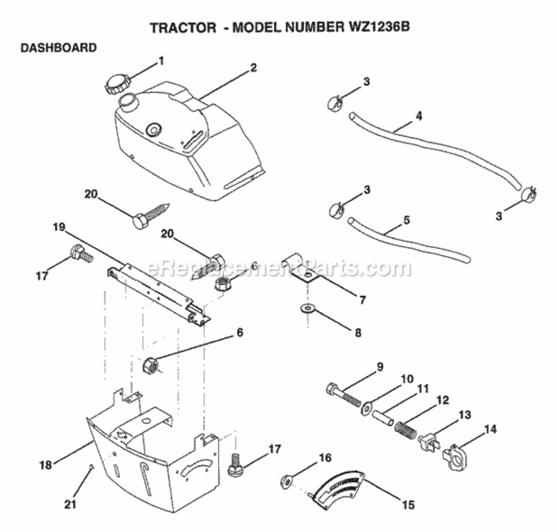 Page B Diagram and Parts List for WZ1236B 1999 And Before Husqvarna Lawn Tractor