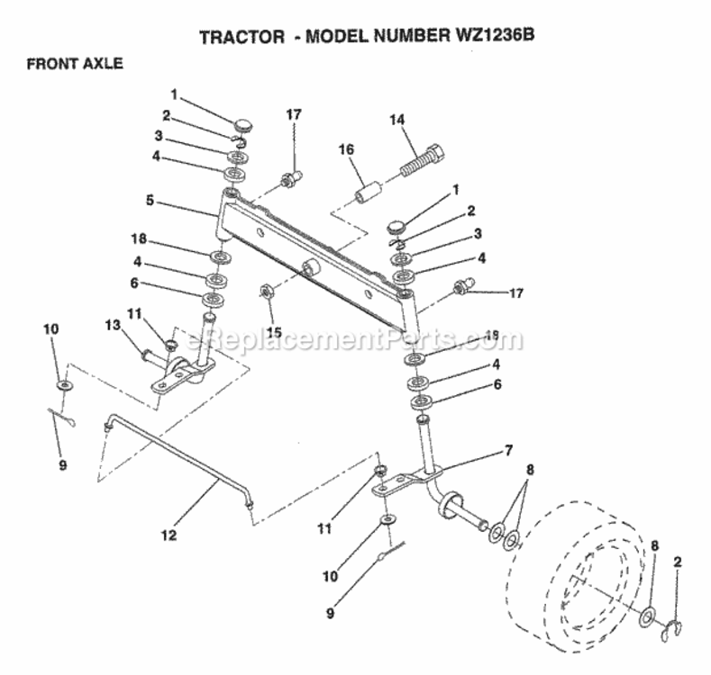 Page G Diagram and Parts List for WZ1236B 1999 And Before Husqvarna Lawn Tractor