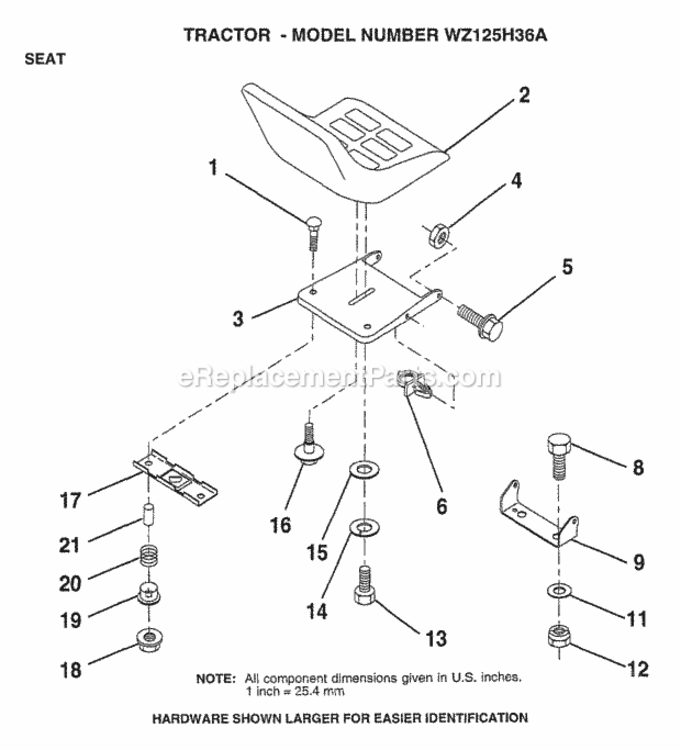 Page L Diagram and Parts List for WZ125H36A 1999 And Before Husqvarna Lawn Tractor