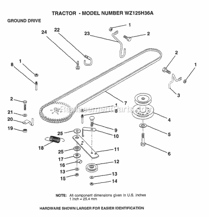 Page H Diagram and Parts List for WZ125H36A 1999 And Before Husqvarna Lawn Tractor