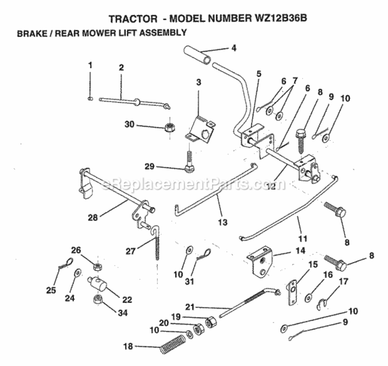 Page A Diagram and Parts List for WZ12B36B 1999 And Before Husqvarna Lawn Tractor