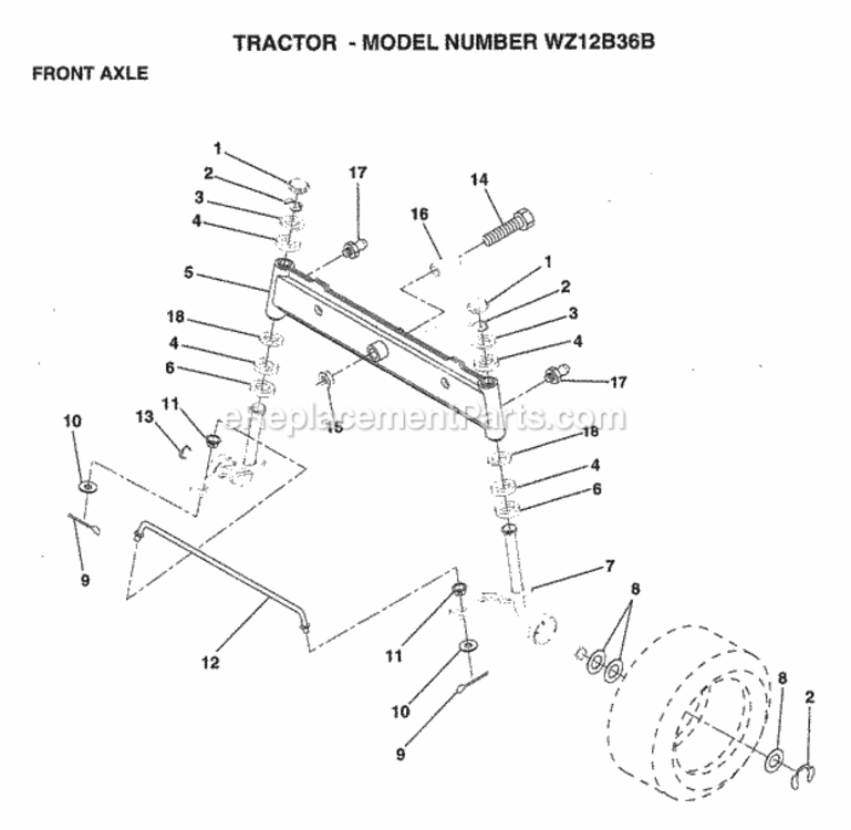 Page G Diagram and Parts List for WZ12B36B 1999 And Before Husqvarna Lawn Tractor