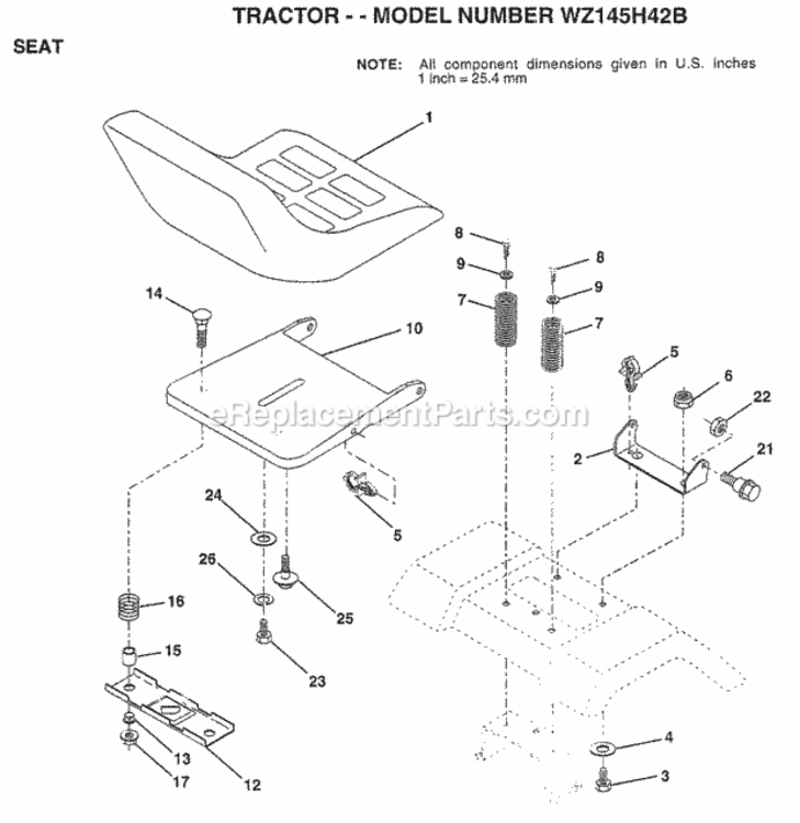 Page H Diagram and Parts List for WZ145H42B 1999 And Before Husqvarna Lawn Tractor