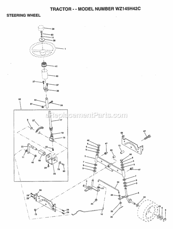 Page I Diagram and Parts List for WZ145H42C 1999 And Before Husqvarna Lawn Tractor