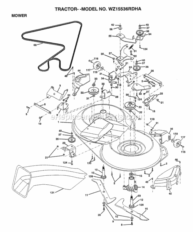 Page G Diagram and Parts List for WZ15536RDHA 1999 And Before Husqvarna Lawn Tractor