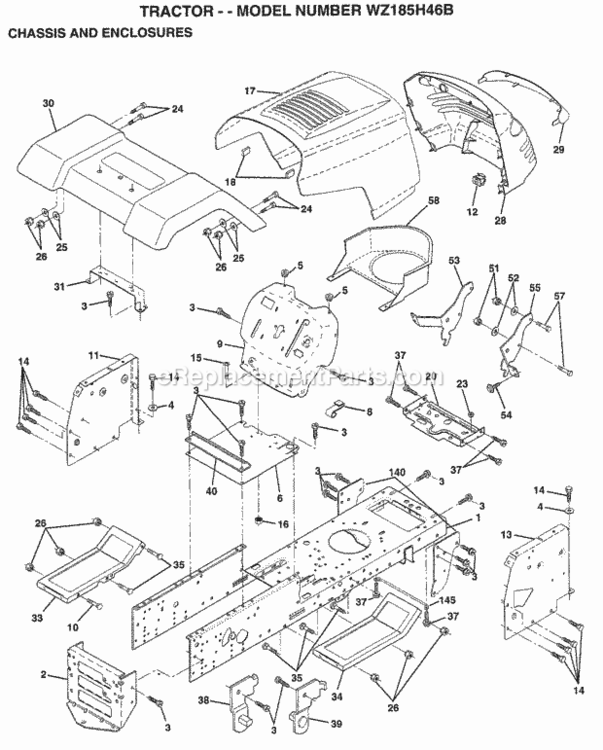 Page A Diagram and Parts List for WZ185H46B 1999 And Before Husqvarna Lawn Tractor