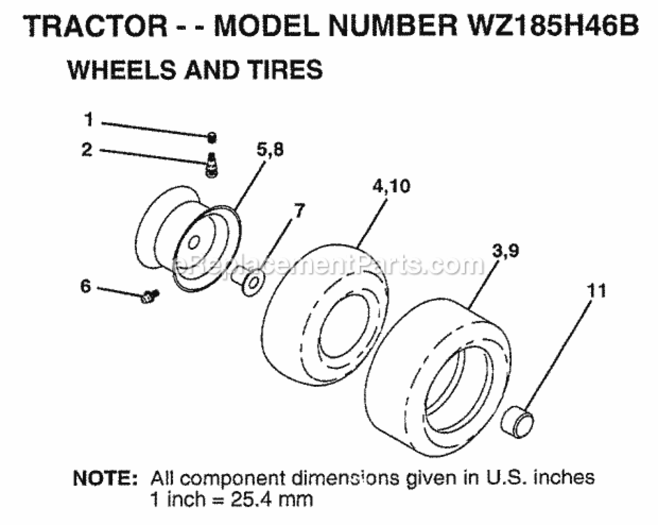 Page J Diagram and Parts List for WZ185H46B 1999 And Before Husqvarna Lawn Tractor