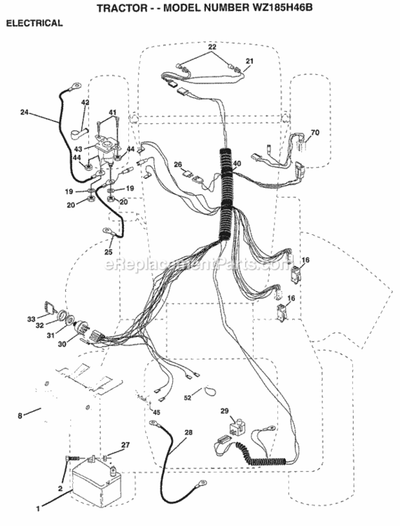 Page D Diagram and Parts List for WZ185H46B 1999 And Before Husqvarna Lawn Tractor