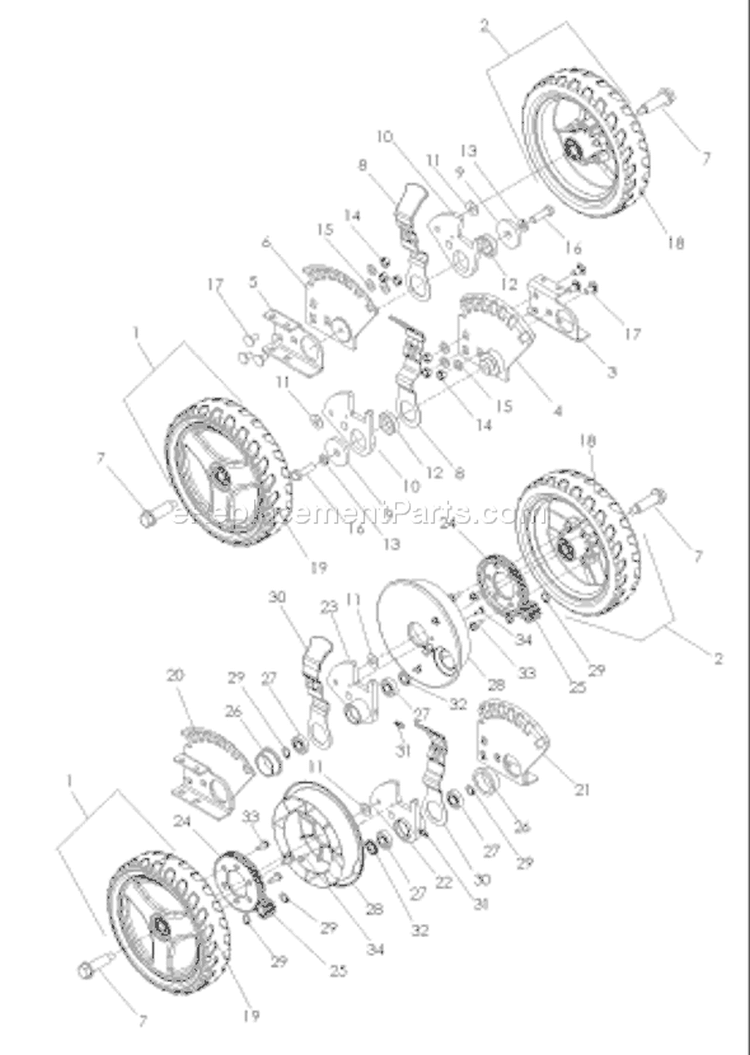 Page H Diagram and Parts List for W53SBEK W 53 SBEK 968999287 -2007-03 Husqvarna Lawn Mower