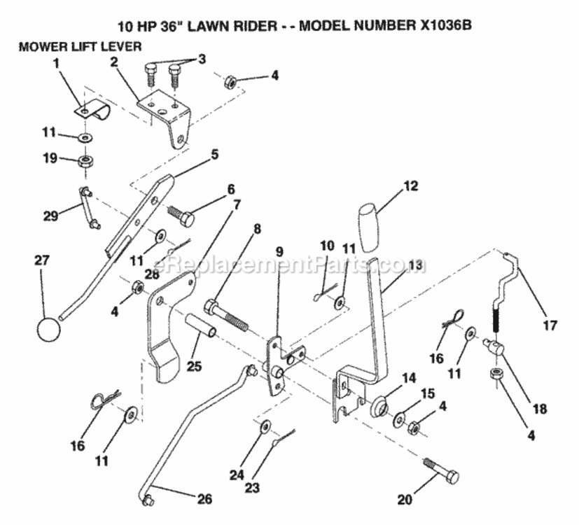 Page L Diagram and Parts List for X1036B 1992 Husqvarna Lawn Tractor