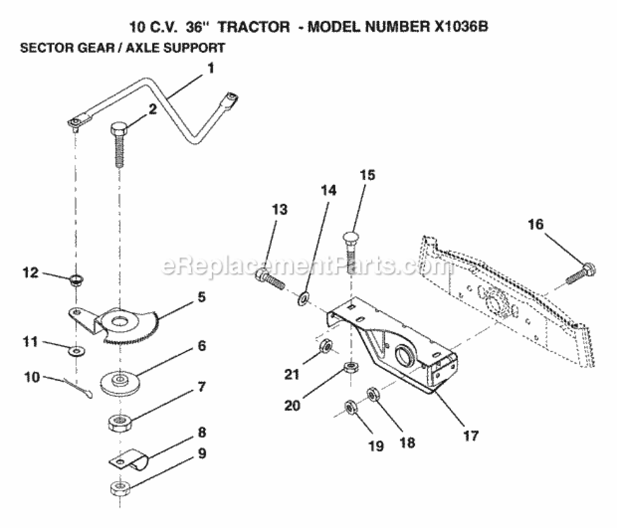 Page N Diagram and Parts List for X1036B 1992 Husqvarna Lawn Tractor