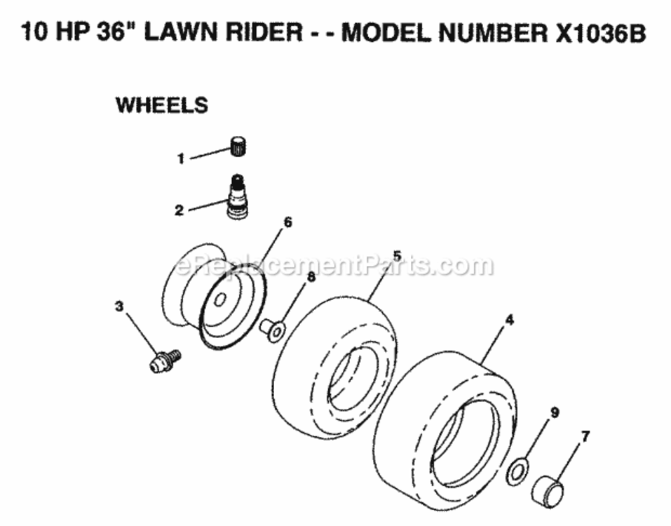 Page Q Diagram and Parts List for X1036B 1992 Husqvarna Lawn Tractor