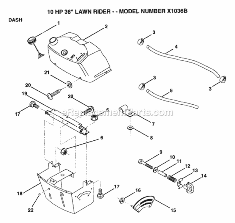 Page C Diagram and Parts List for X1036B 1992 Husqvarna Lawn Tractor