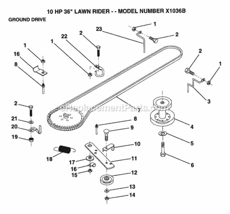 Page I Diagram and Parts List for X1036B 1992 Husqvarna Lawn Tractor
