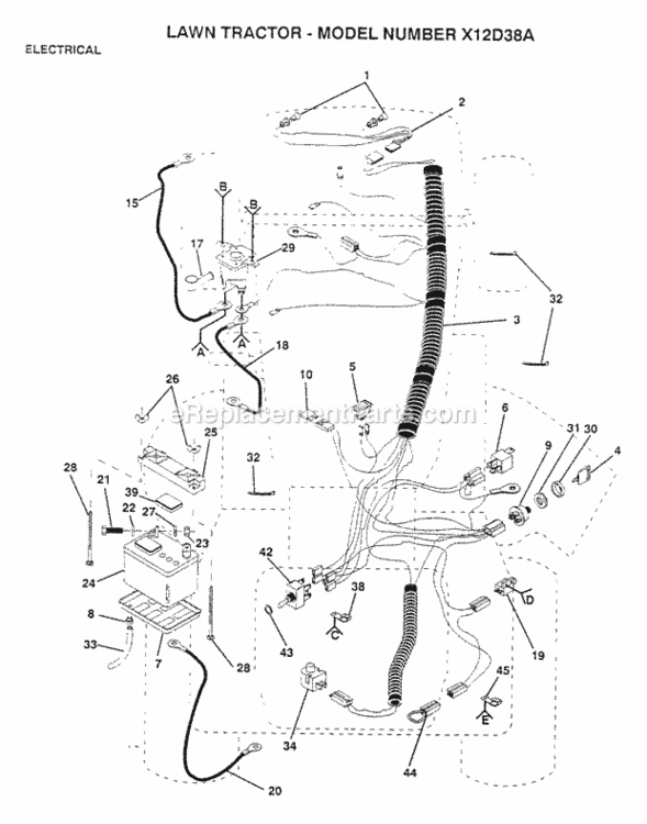 Page J Diagram and Parts List for X1236A 1991 Husqvarna Lawn Tractor