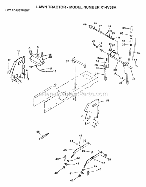 Page AJ Diagram and Parts List for X1236A 1991 Husqvarna Lawn Tractor