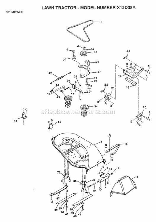 Page AL Diagram and Parts List for X1236A 1991 Husqvarna Lawn Tractor
