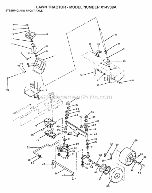 Page AY Diagram and Parts List for X1236A 1991 Husqvarna Lawn Tractor