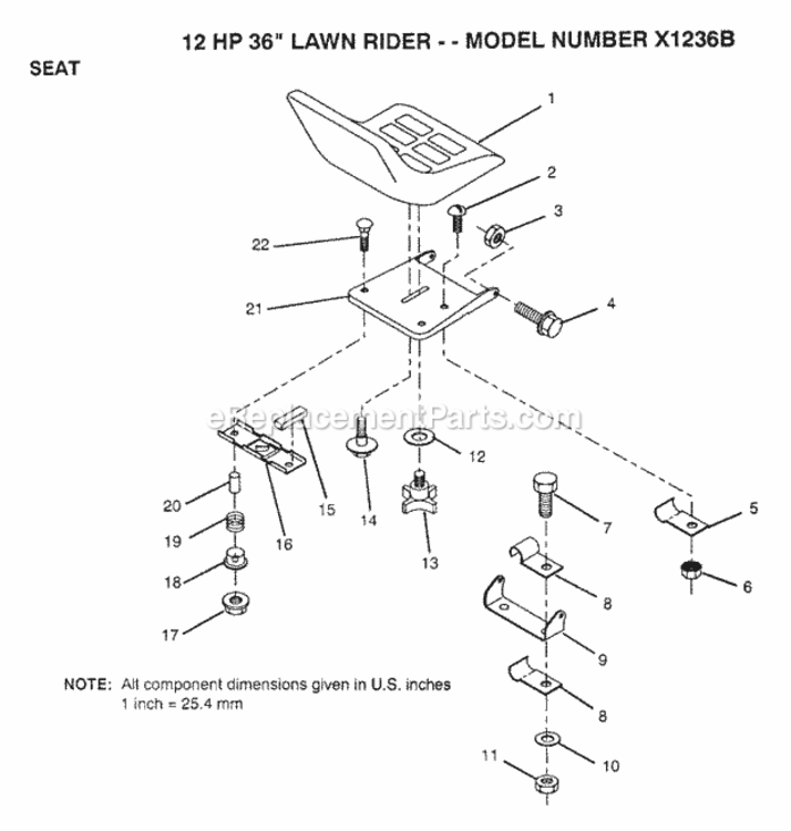 Page L Diagram and Parts List for X1236B 1991 Husqvarna Lawn Tractor