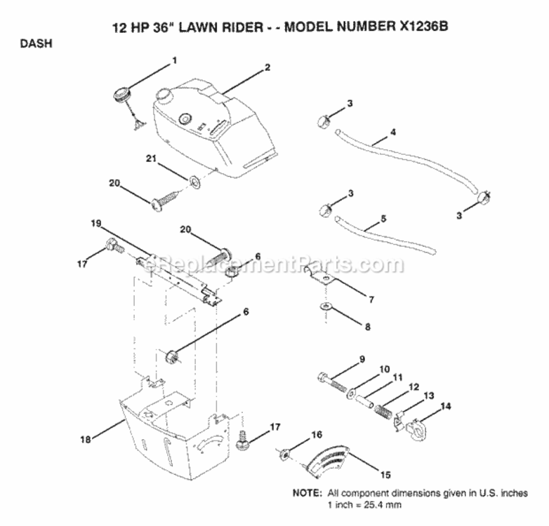 Page B Diagram and Parts List for X1236B 1991 Husqvarna Lawn Tractor