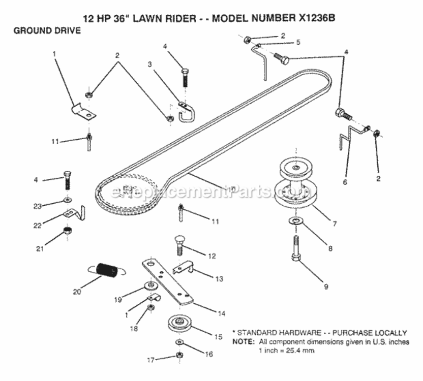 Page G Diagram and Parts List for X1236B 1991 Husqvarna Lawn Tractor