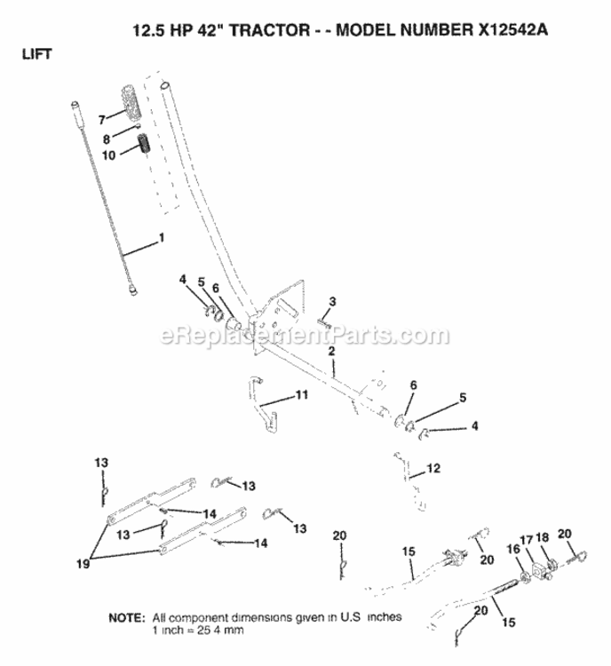 Page F Diagram and Parts List for X12542A 1993 Husqvarna Lawn Tractor