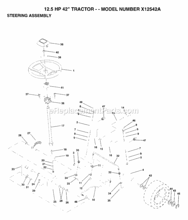 Page I Diagram and Parts List for X12542A 1993 Husqvarna Lawn Tractor