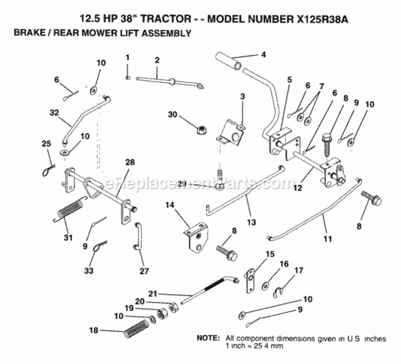 Page A Diagram and Parts List for X125R38A 1993 Husqvarna Lawn Tractor