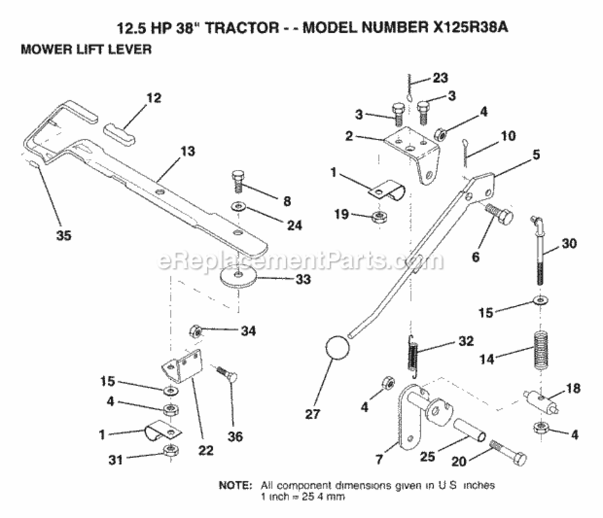 Page K Diagram and Parts List for X125R38A 1993 Husqvarna Lawn Tractor
