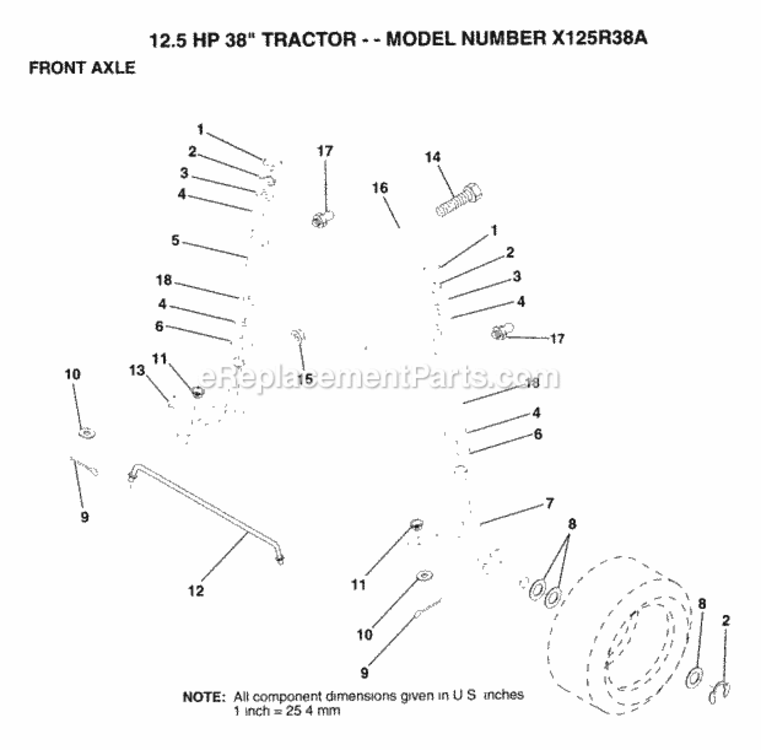 Page G Diagram and Parts List for X125R38A 1993 Husqvarna Lawn Tractor