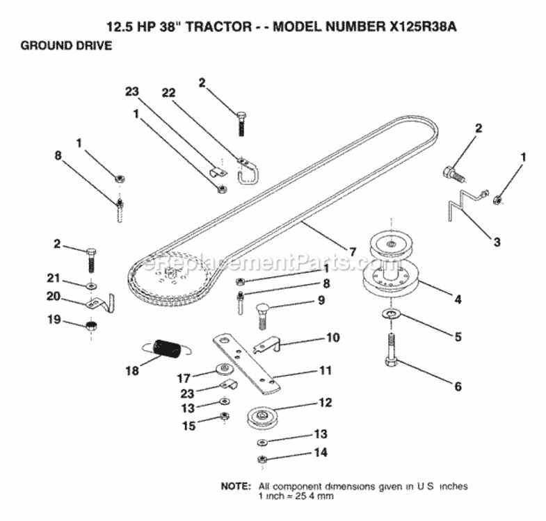 Page H Diagram and Parts List for X125R38A 1993 Husqvarna Lawn Tractor