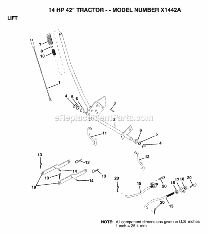 Page F Diagram and Parts List for X1442A 1993 Husqvarna Lawn Tractor