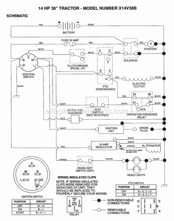 Page F Diagram and Parts List for X14V38B 1992 Husqvarna Lawn Tractor