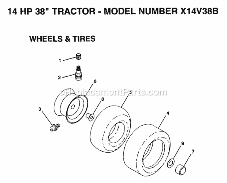 Page I Diagram and Parts List for X14V38B 1992 Husqvarna Lawn Tractor
